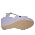 Sandale pour femmes avec courroie en cuir lilas talon compensé 9 - Pointures disponibles:  32, 34, 42, 43, 44