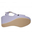 Woman's sandal with strap in lilac leather wedge heel 9 - Available sizes:  32, 34, 42, 43, 44