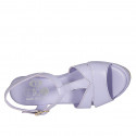 Woman's sandal with strap in lilac leather wedge heel 9 - Available sizes:  32, 34, 42, 43, 44