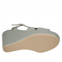Woman's sandal with strap in sage green leather wedge heel 9 - Available sizes:  34, 42, 43