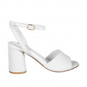 Woman's sandal with ankle strap in white leather heel 7 - Available sizes:  42, 43, 45