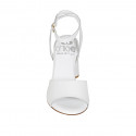 Sandalo da donna con cinturino alla caviglia in pelle bianca tacco 7 - Misure disponibili: 42, 43