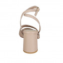 Woman's sandal with ankle strap in nude leather heel 7 - Available sizes:  42