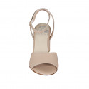 Woman's sandal with ankle strap in nude leather heel 7 - Available sizes:  42, 45