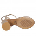 Woman's sandal with ankle strap in nude leather heel 7 - Available sizes:  42, 45