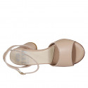 Sandalia para mujer en piel nude con cinturon al tobillo tacon 7 - Tallas disponibles:  42, 45