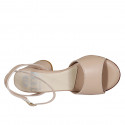 Woman's sandal with ankle strap in nude leather heel 7 - Available sizes:  42, 45