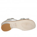 Sandale pour femmes en cuir lamé argent avec courroie et strass talon 3 - Pointures disponibles:  32