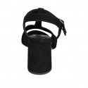 Sandale avec courroie pour femmes en daim noir talon 7 - Pointures disponibles:  33, 44