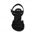Sandale avec courroie pour femmes en daim noir talon 7 - Pointures disponibles:  33, 44
