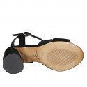 Sandalia con cinturon para mujer en gamuza negra tacon 7 - Tallas disponibles:  32, 33, 43, 44