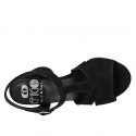 Sandalo da donna con cinturino in camoscio nero tacco 7 - Misure disponibili: 32, 33, 43, 44