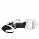 Woman's open shoe with ankle strap in white leather heel 7 - Available sizes:  34, 42, 43, 44, 45