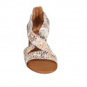 Zapato abierto para mujer en gamuza beis imprimida multicolor con cremallera tacon 2 - Tallas disponibles:  33