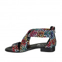 Woman's open shoe with zipper in black multicolored printed suede heel 2 - Available sizes:  34, 42