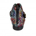 Scarpa aperta da donna con cerniera in camoscio nero stampato multicolor tacco 2 - Misure disponibili: 34, 42