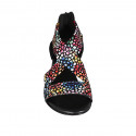 Woman's open shoe with zipper in black multicolored printed suede heel 2 - Available sizes:  34, 42