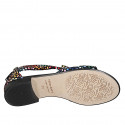 Woman's open shoe with zipper in black multicolored printed suede heel 2 - Available sizes:  34, 42