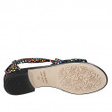 Zapato abierto para mujer en gamuza negra imprimida multicolor con cremallera tacon 2 - Tallas disponibles:  34, 42