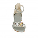 Woman's open shoe with strap and chain in sage green leather heel 3 - Available sizes:  33, 42, 43