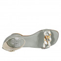 Woman's open shoe with strap and chain in sage green leather heel 3 - Available sizes:  33, 42, 43