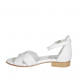 Chaussure ouverte pour femmes en cuir blanc avec courroie talon 2 - Pointures disponibles:  32, 42 2