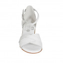 Woman's open shoe with strap in white leather heel 2 - Available sizes:  32, 33, 42, 43, 44