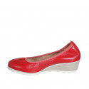 Zapato de salon para mujer en piel roja cuña 4 - Tallas disponibles:  34
