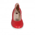 Zapato de salon para mujer en piel roja cuña 4 - Tallas disponibles:  34