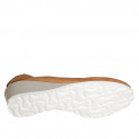 Zapato de salon para mujer en piel cognac cuña 4 - Tallas disponibles:  42, 44