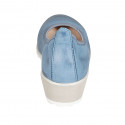 Zapato de salon para mujer en piel azul claro cuña 4 - Tallas disponibles:  42, 44