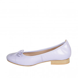 Woman's ballerina shoe with captoe and bow in lilac leather heel 2 - Available sizes:  32 2