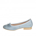 Ballerine pour femmes avec bout droit et noeud en cuir bleu clair talon 2 - Pointures disponibles:  32