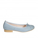 Woman's ballerina with bow and captoe in light blue leather heel 2 - Available sizes:  32, 43, 45