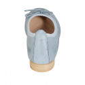 Ballerine pour femmes avec bout droit et noeud en cuir bleu clair talon 2 - Pointures disponibles:  32