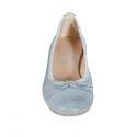 Ballerine pour femmes avec bout droit et noeud en cuir bleu clair talon 2 - Pointures disponibles:  32