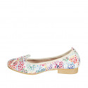 Woman's ballerina shoe with captoe and bow in beige multicolored printed suede heel 2 - Available sizes:  32, 33, 43, 45