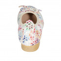 Woman's ballerina shoe with captoe and bow in beige multicolored printed suede heel 2 - Available sizes:  32, 33, 43, 45