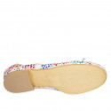 Woman's ballerina shoe with captoe and bow in beige multicolored printed suede heel 2 - Available sizes:  32, 33, 43, 45