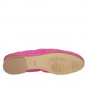 Woman's loafer with elastic band and accessory in fuchsia suede heel 2 - Available sizes:  45