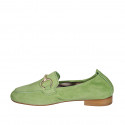 Mocassin pour femmes avec accessoire et elastique en daim vert talon 2 - Pointures disponibles:  43, 44