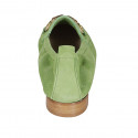 Mocasín para mujer con accesorio y elastico en gamuza verde tacon 2 - Tallas disponibles:  43, 44