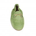 Woman's mocassin with accessory and elastic band in green suede heel 2 - Available sizes:  43, 44