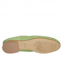 Woman's mocassin with accessory and elastic band in green suede heel 2 - Available sizes:  43, 44