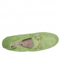 Mocassin pour femmes avec accessoire et elastique en daim vert talon 2 - Pointures disponibles:  43, 44