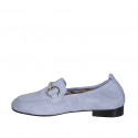 Mocassin pour femmes avec accessoire et elastique en daim bleu clair talon 2 - Pointures disponibles:  42