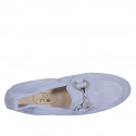 Woman's mocassin with accessory and elastic band in light blue suede heel 2 - Available sizes:  42