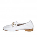 Mocassin pour femmes en cuir blanc avec elastique et chaîne or talon 2 - Pointures disponibles:  45