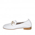 Woman's loafer in white leather with elastic band and golden chain heel 2 - Available sizes:  45