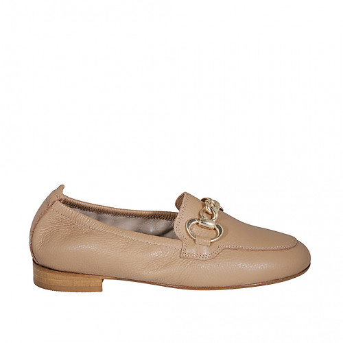 Woman's loafer in nude leather with...